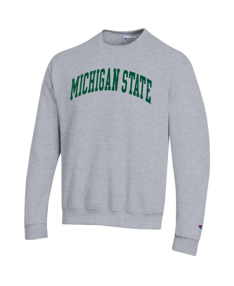 Men's White Michigan State Spartans Basic Arch Fleece Pullover Sweatshirt
