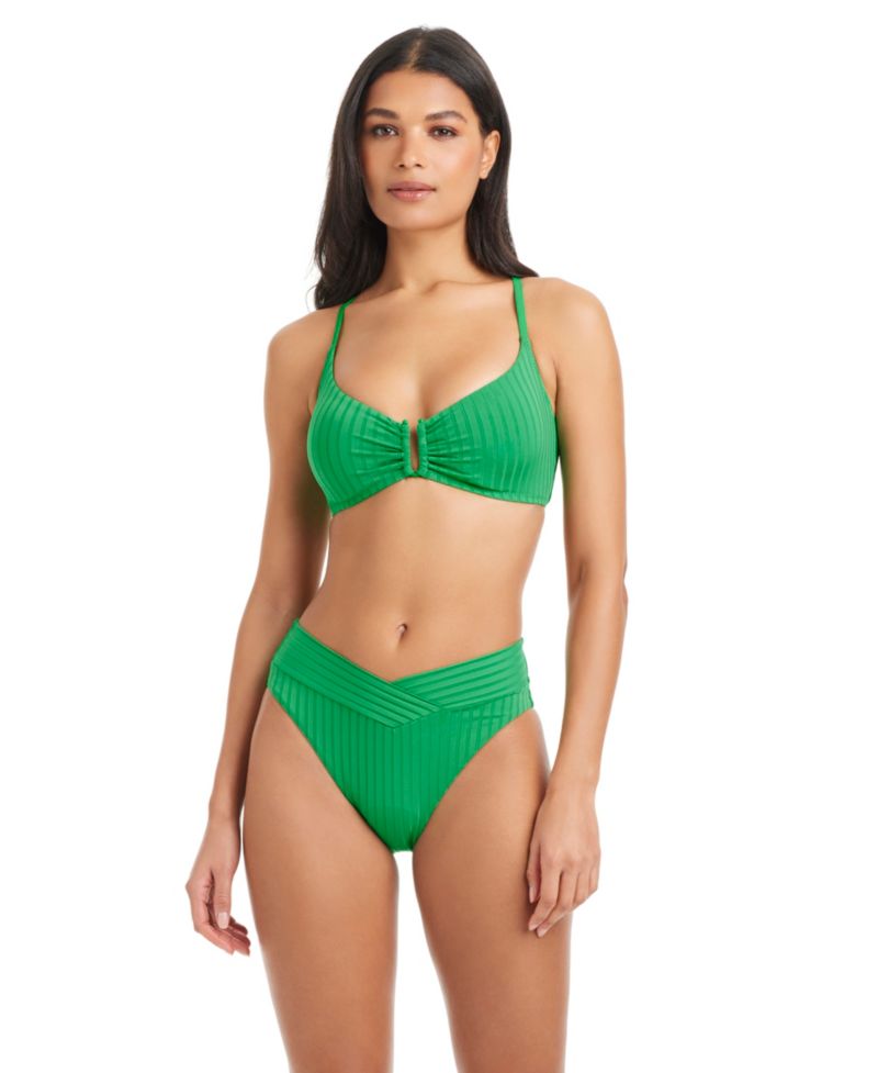 Women's Refresh Ribbed Tie-Back Underwire Bikini Top and Moderate-Coverage Swim Bottoms