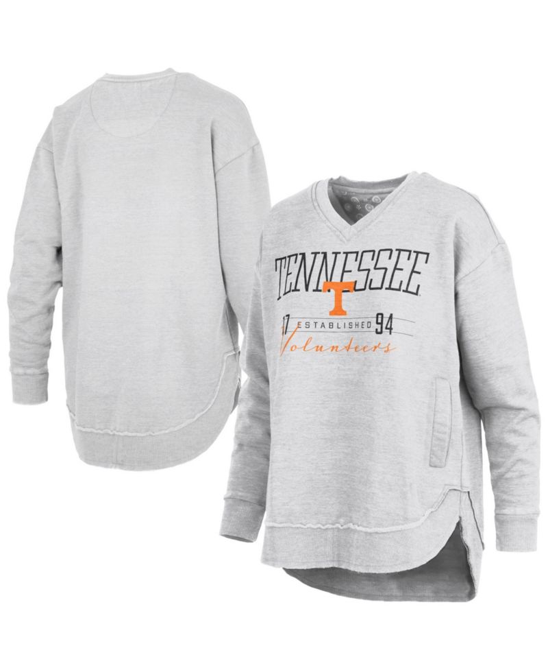 Women's Heather Gray Tennessee Volunteers Marcus East Hall Poncho V-Neck Sweatshirt