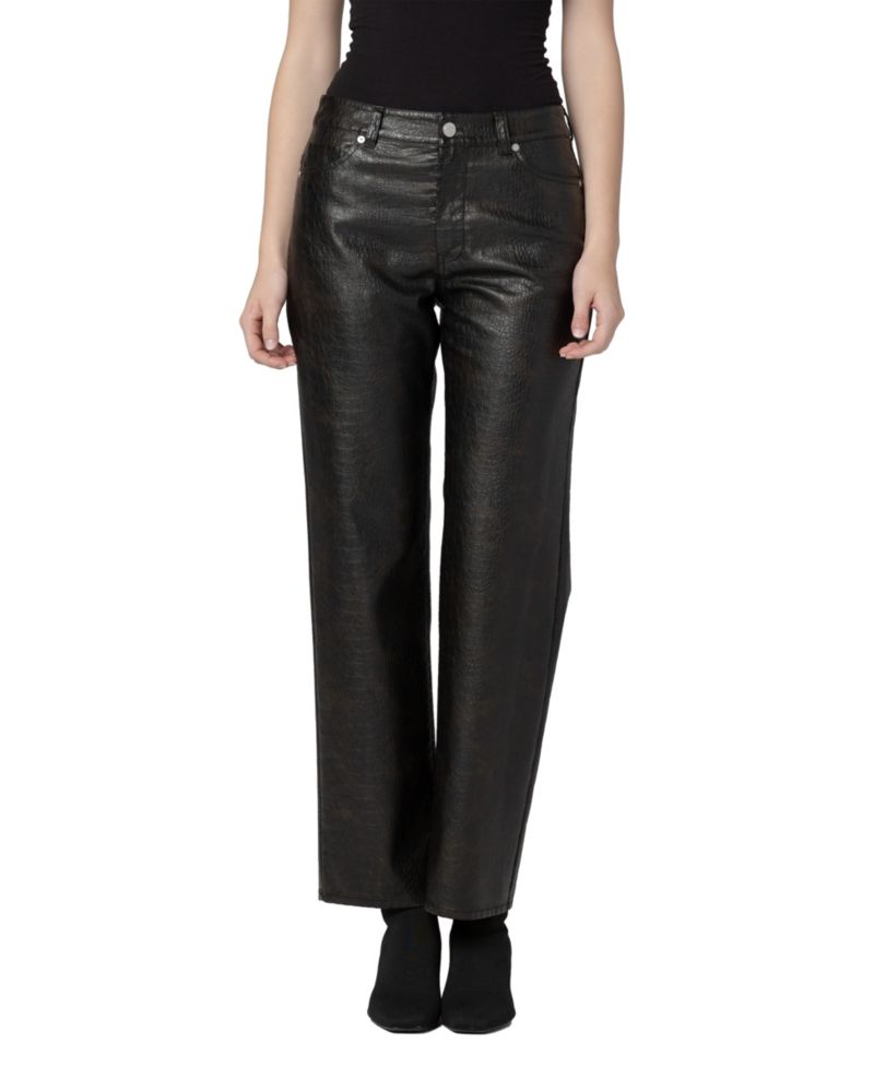 Women's Crocodile Tears Crocodile-Embossed Mid-Rise Straight-Leg Pants