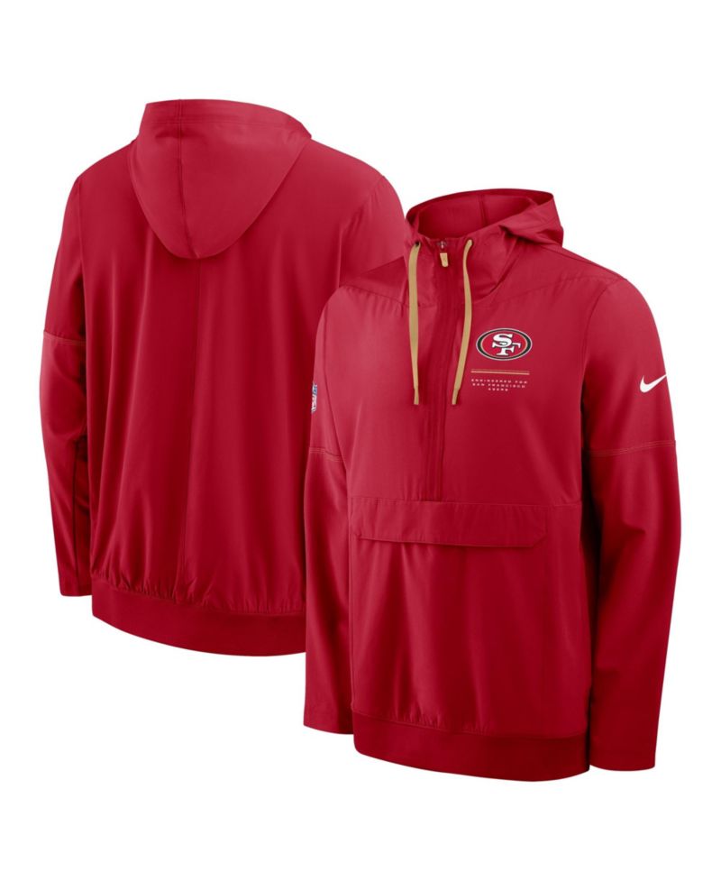 Men's Scarlet San Francisco 49ers Sideline Anorak Half-Zip Hooded Jacket