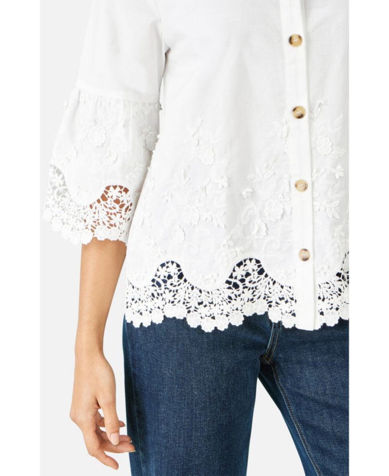 Women's Cotton Lace Border Shirt