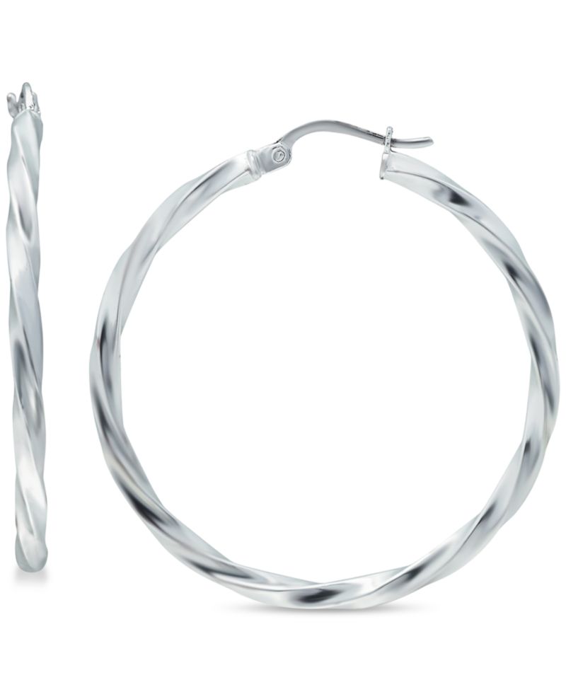 Twist Hoop Earrings in 18k Gold-Plated Sterling Silver or Sterling Silver