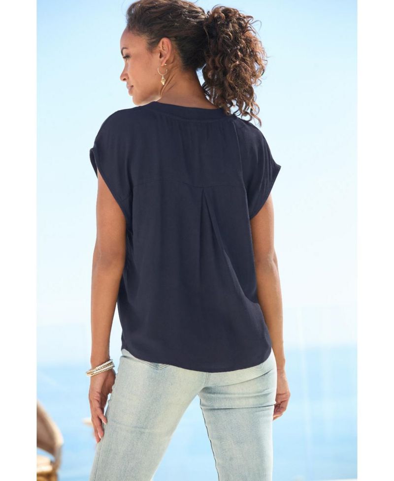Women's Viscose Printed Button Detail Everyday Comfort Blouse