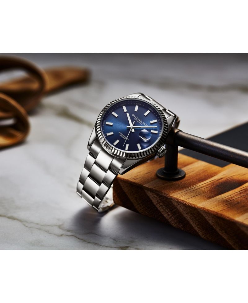 Vanguard 4069 Men s Quartz Watch - 42mm, Blue Dial, Stainless Steel Bracelet, Fluted Bezel, Date, 100M Water Resistant