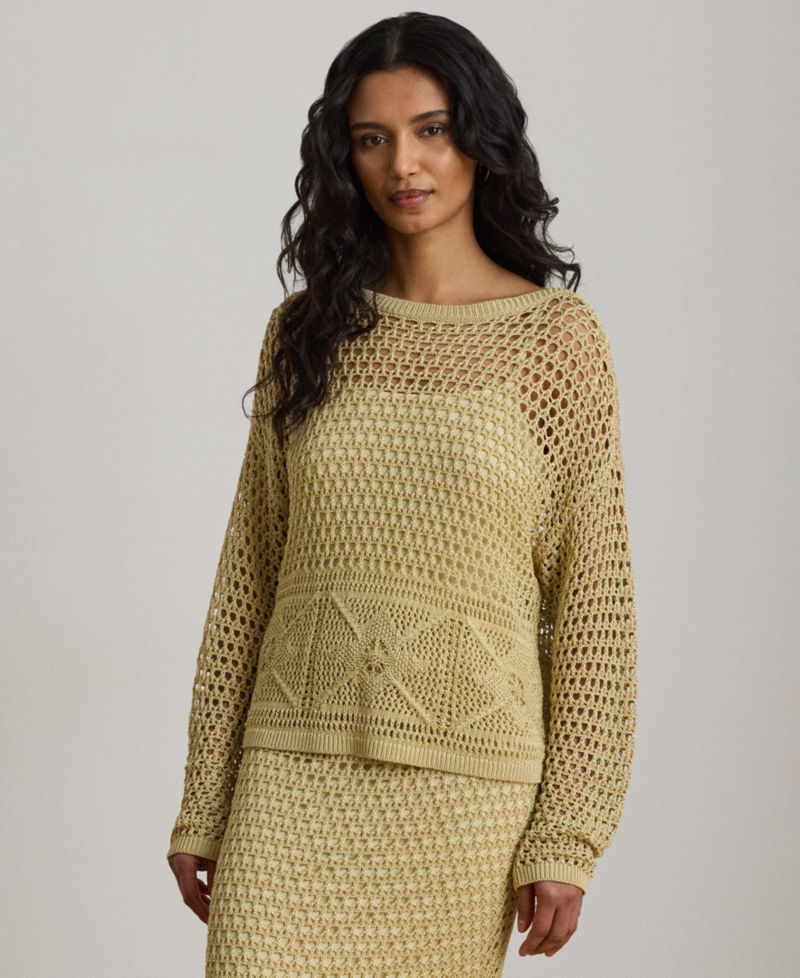 Women's Pointelle-Knit Boat Neck Sweater