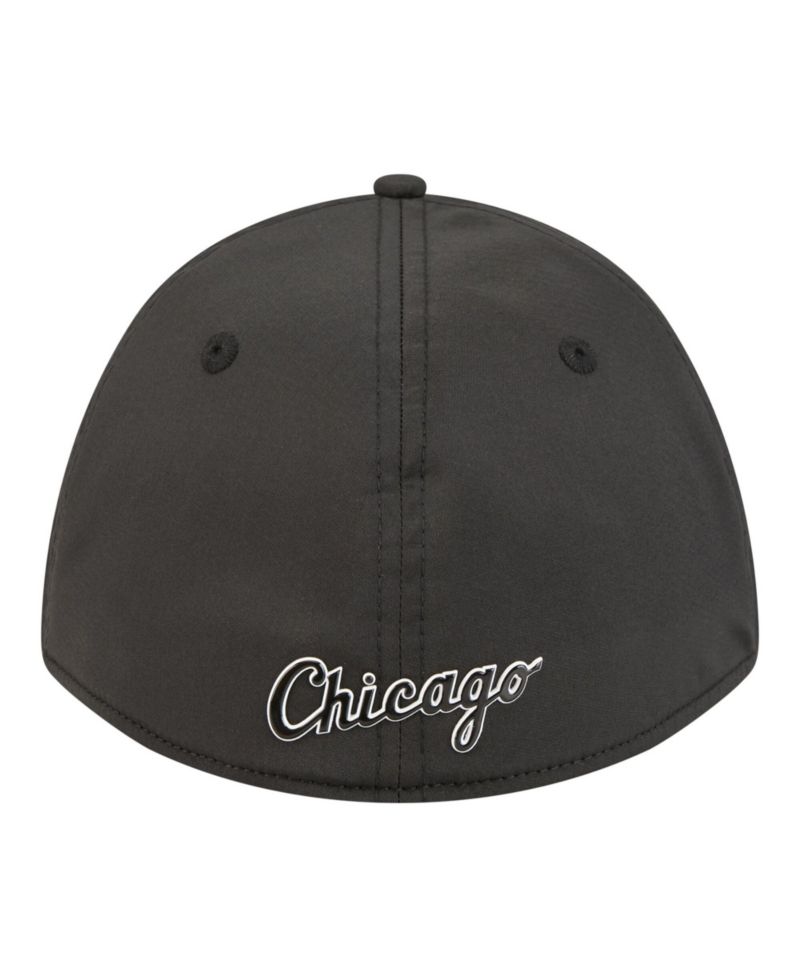Men's Black Chicago White Sox Metallic 39THIRTY M-Crown Flex Hat