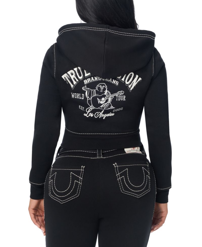 Juniors' Shrunken Cropped Full-Zip Long-Sleeve Hoodie