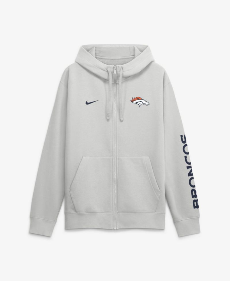 Men's Gray Denver Broncos Cool Down Club Full-Zip Hoodie