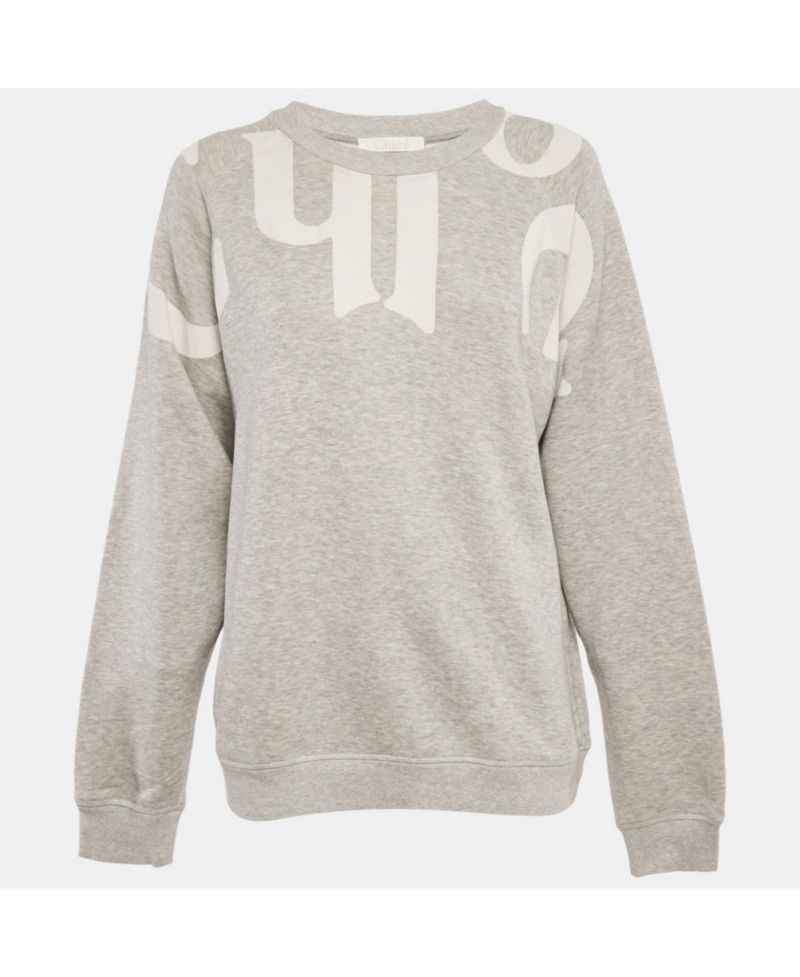 Women's Logo Print Cotton Melange Crew Neck Sweatshirt