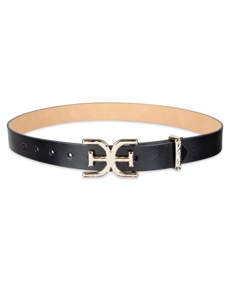 Women's Hammered Double-E Logo Plaque Buckle Belt
