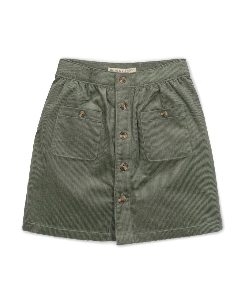 Big Girls Hope and Henry Organic Corduroy Button Front Skirt