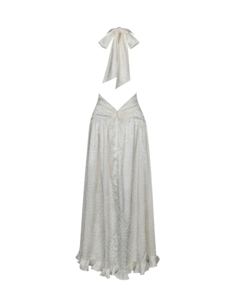 Women's Nalani Floral Ivory Ruffled Halter Maxi Dress