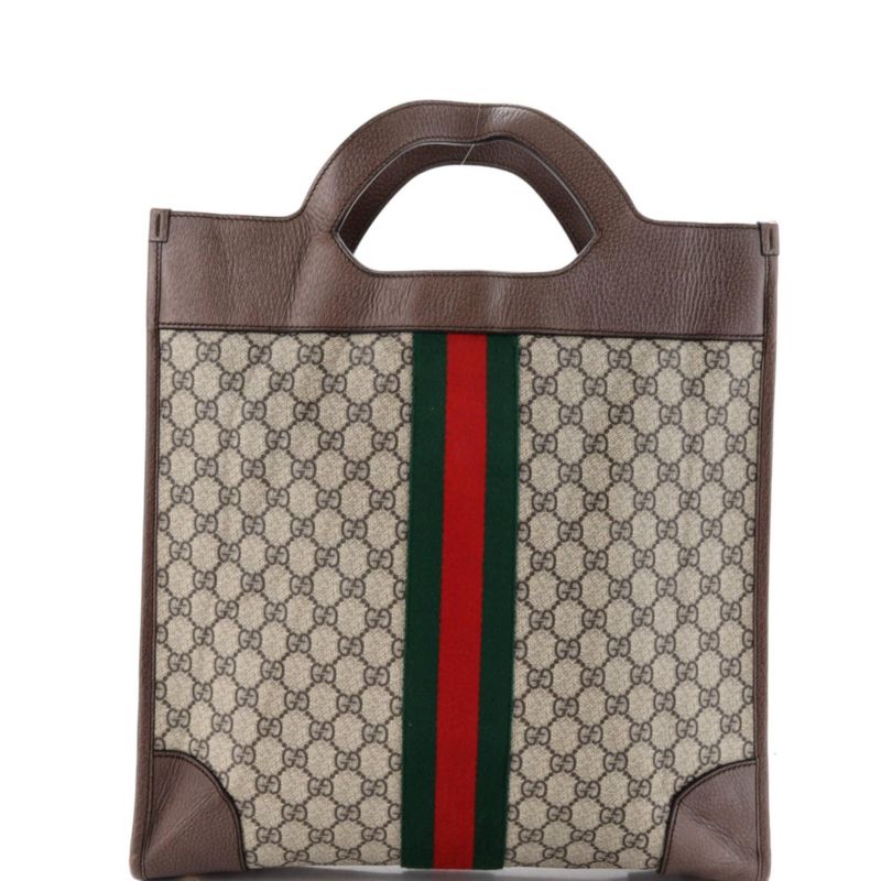 Large Ophidia Cut Out Handle Bag GG Coated Canvas with Leather