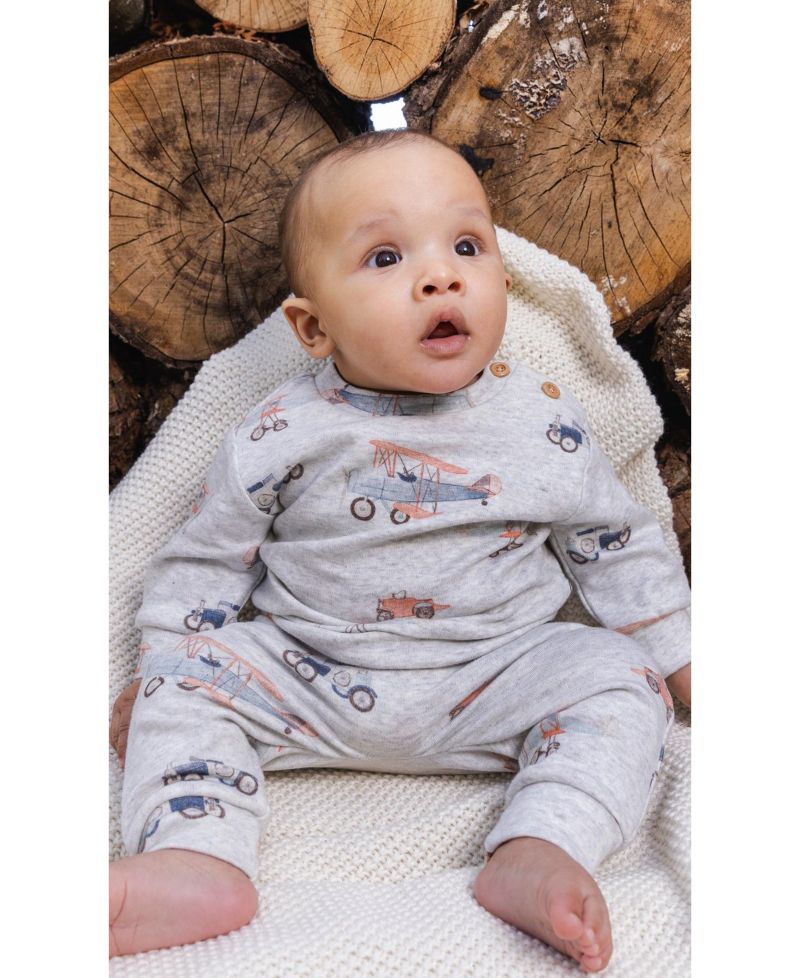 Baby Boys Cotton Pants and Top Set Printed Airplanes