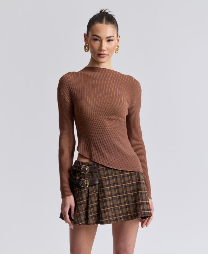 Women's Long-Sleeve Radial Rib Sweater