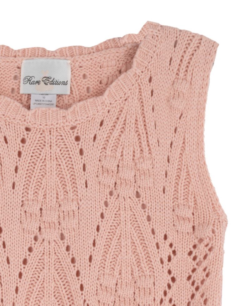 Girls' 7-16 Floral Crochet Sweater Vest and Tiered Skort, 2-Piece Set