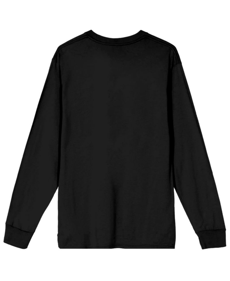 Men's Masterfully Made Label Collage Crew Neck Long Sleeve Black Adult Tee-Large