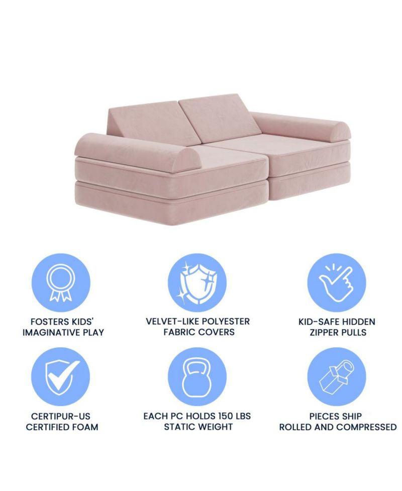 Conner Modular Play Couch For Kids With Convertible 6-Piece Design And Soft Foam Cushions