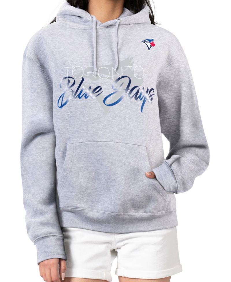Women's Heather Gray Toronto Blue Jays Shadow Logo Graphic Pullover Hoodie