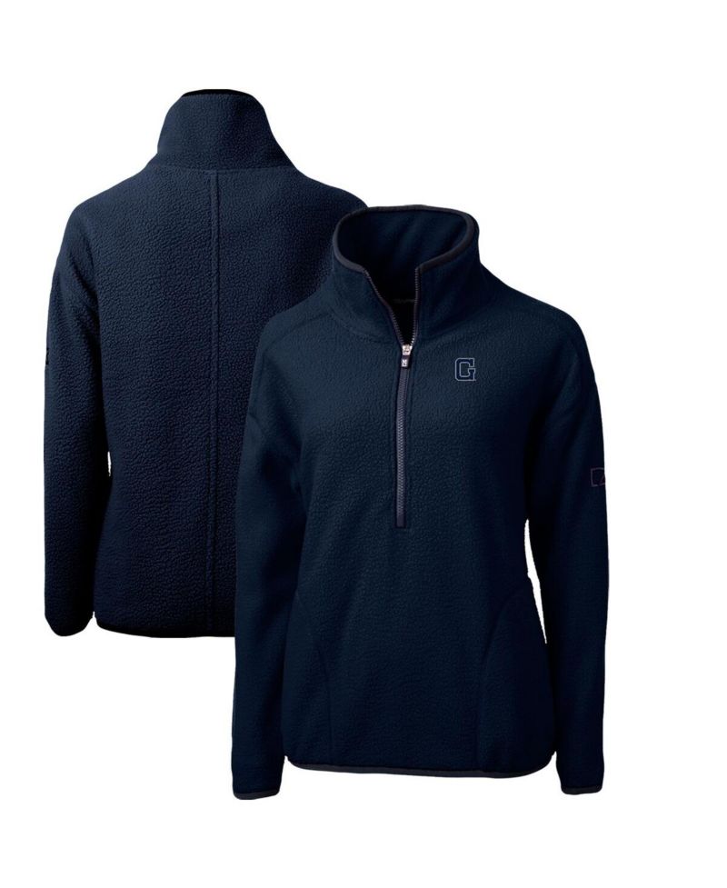 Women's Navy Georgetown Hoyas Cascade Eco Sherpa Fleece Half-Zip Pullover Jacket