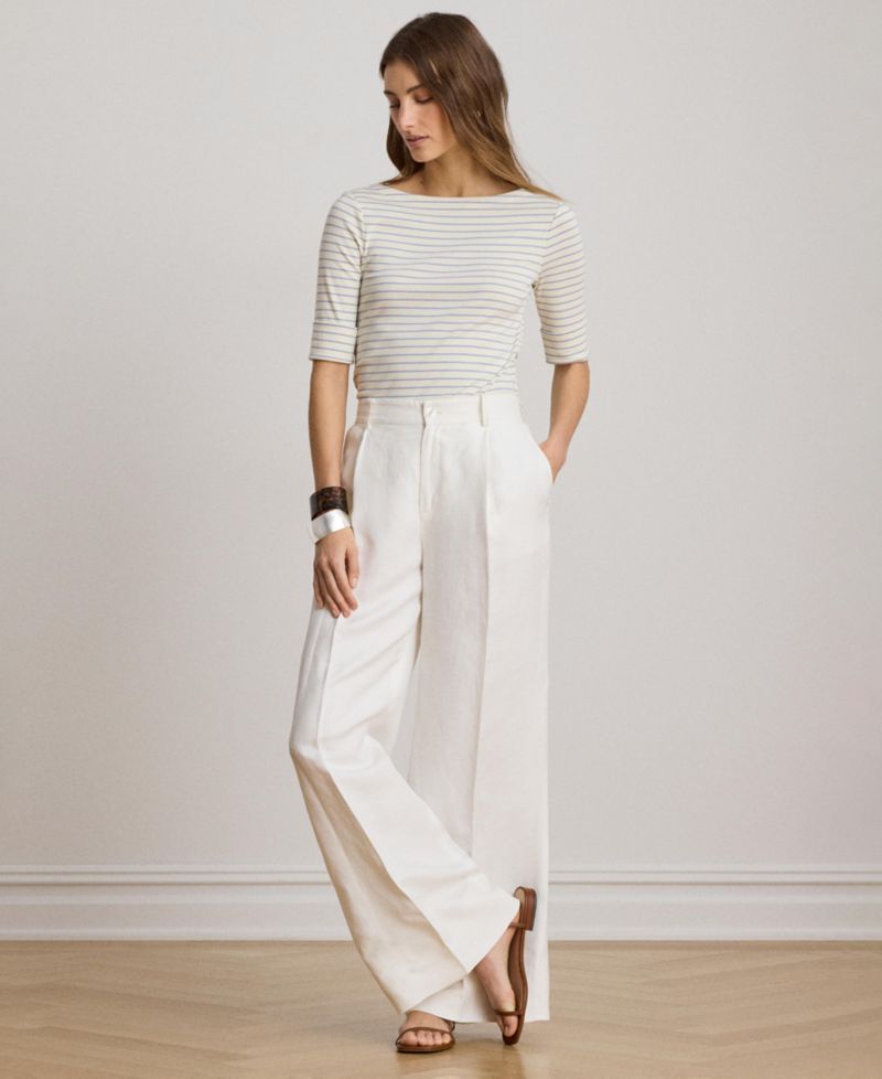 Women's Striped Boat Neck Top