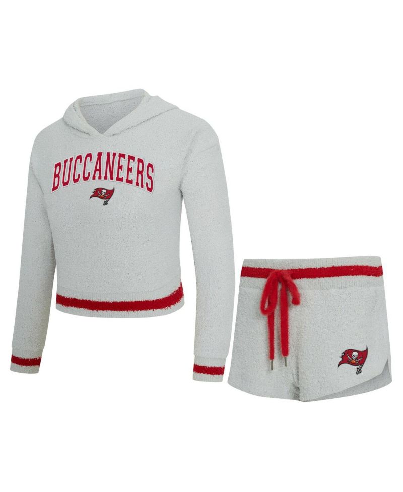 Women's 2-Piece Gray Tampa Bay Buccaneers Whitley Long Sleeve Hoodie Top and Shorts Set