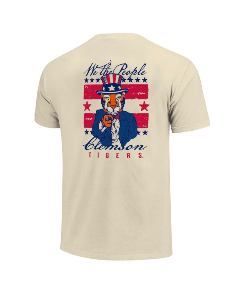 Men's Cream Clemson Tigers Uncle Sam Mascot T-Shirt