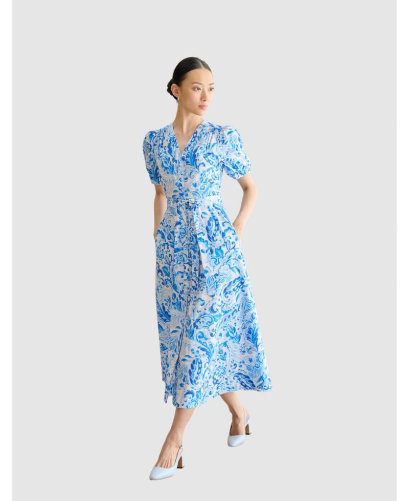 Women's Libby Short Sleeve V-Neck Midi Dress