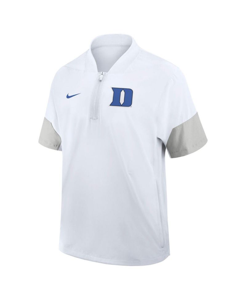 Men's White Duke Blue Devils 2025 Sideline Short Sleeve Quarter-Zip Coach Jacket