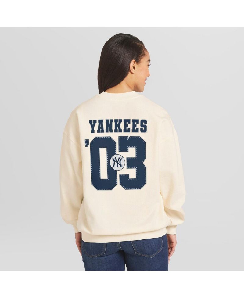 Women's Cream New York Yankees Heavyweight Crew Neck Sweatshirt