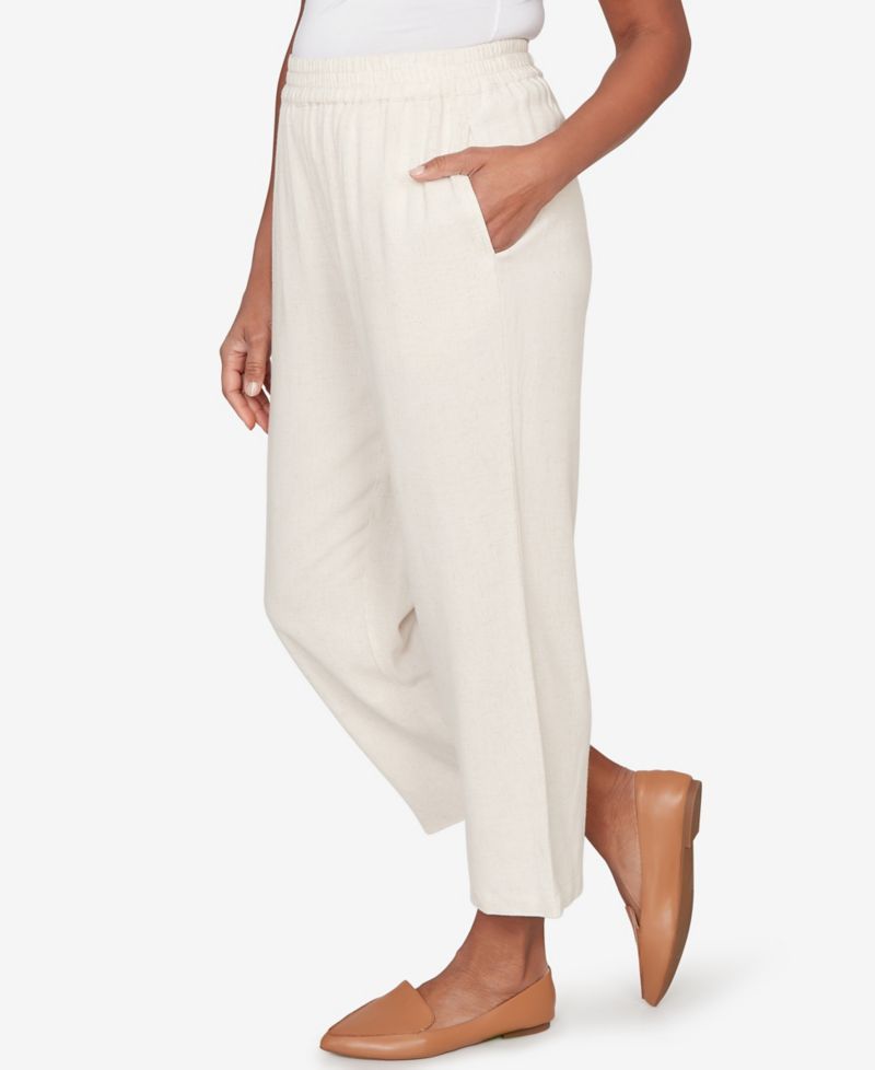 Women's Natural Wonder Linen Elastic Waist Ankle Pant