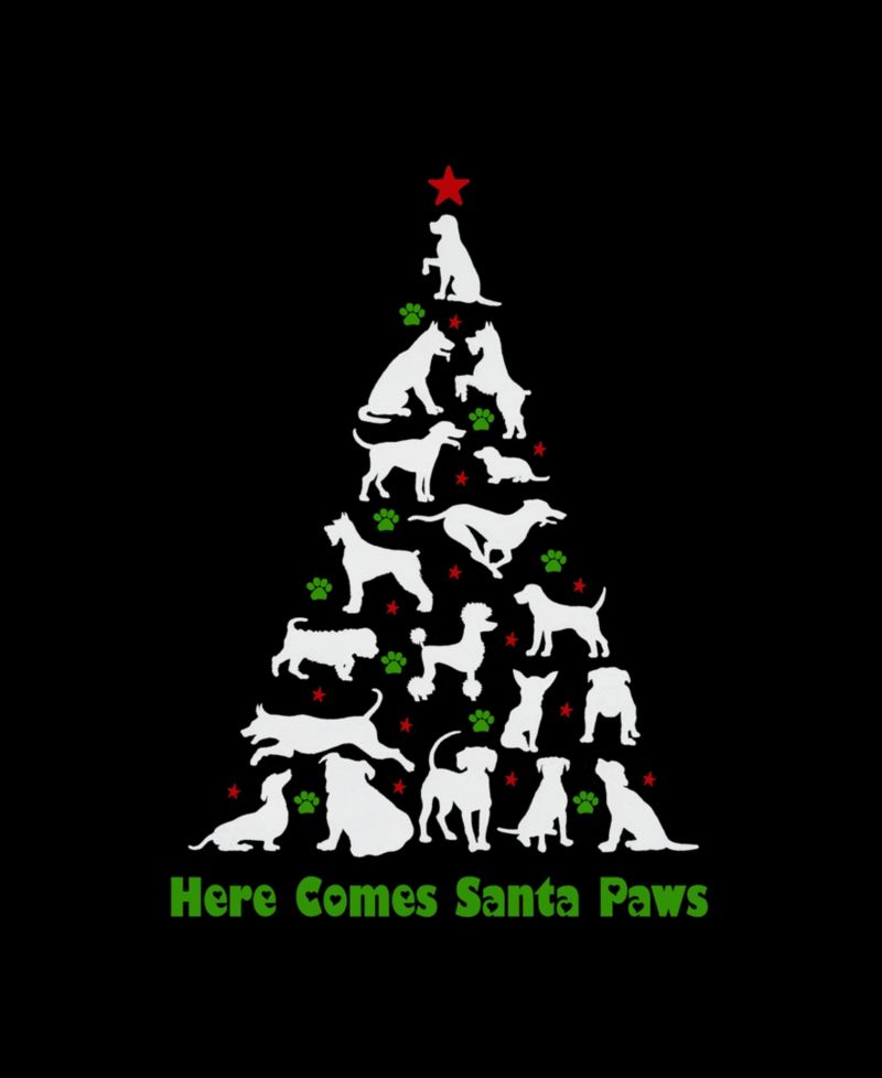 Plus Size Here Comes Santa Paws Word Art Tank Top