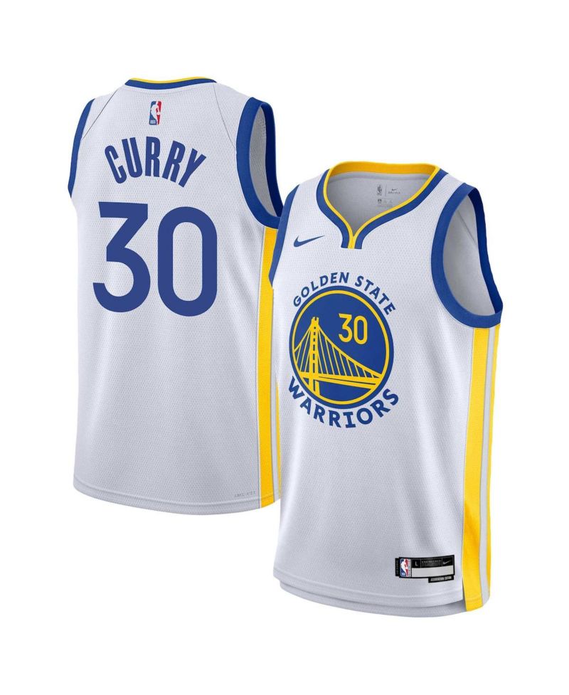 Big Boys Stephen Curry White Golden State Warriors Performance Swingman Jersey - Association Edition
