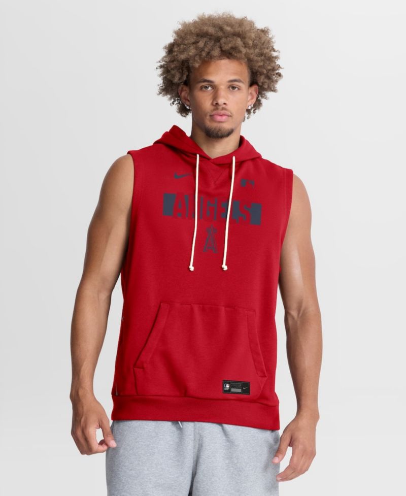 Men's Red Los Angeles Angels Authentic Collection Standard Issue Dri-FIT Sleeveless Hoodie