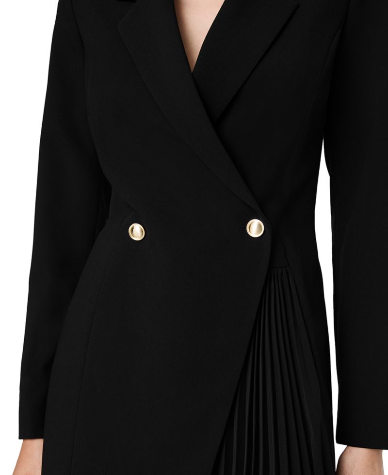 Women's Azra Pleated Long-Sleeve Tuxedo Mini Dress