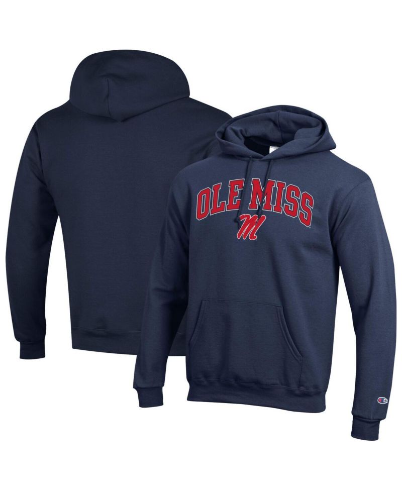 Men's Light Blue Ole Miss Rebels Arched Logo Fleece Pullover Hoodie