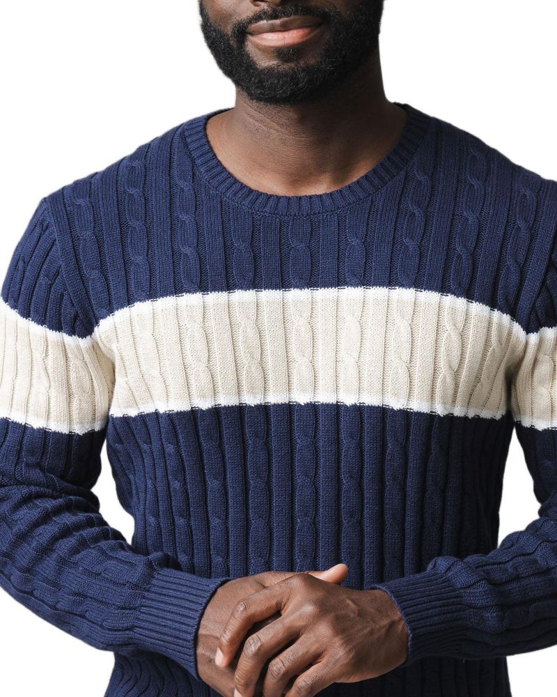 Men's Organic Crew Neck Cable Sweater