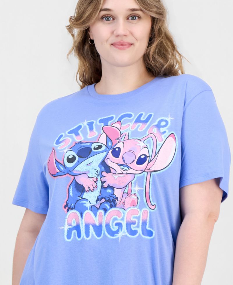 Trendy Plus Size Stitch & Angel Graphic T-Shirt