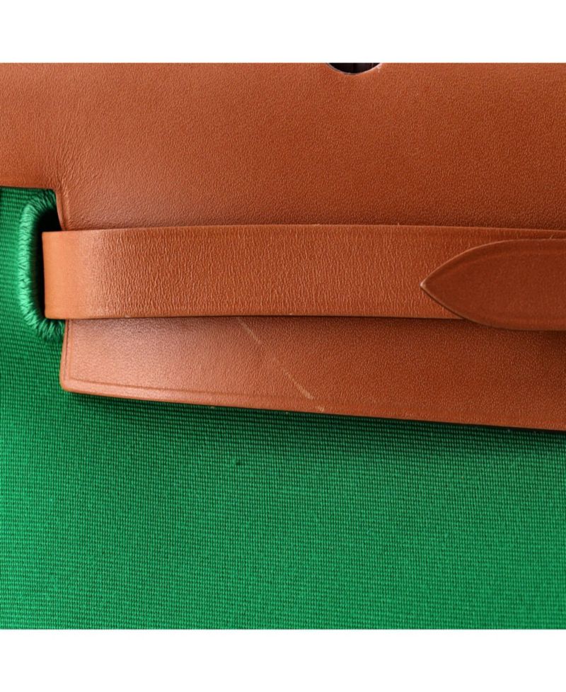 Pre-Owned Herm&eacute;s Herbag Zip Leather and Canvas Shoulder Bag