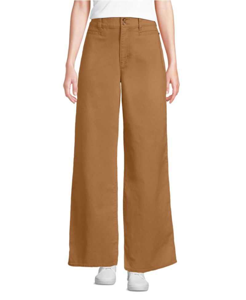 Petite Stretch Canvas High Rise Wide Leg Pants