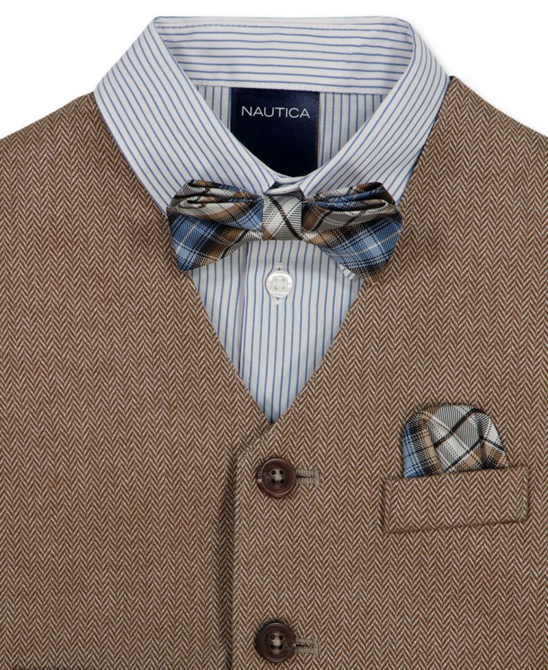 Baby Boys' Long-Sleeve Shirt, Vest, Pants and Tie, 4-Piece Set