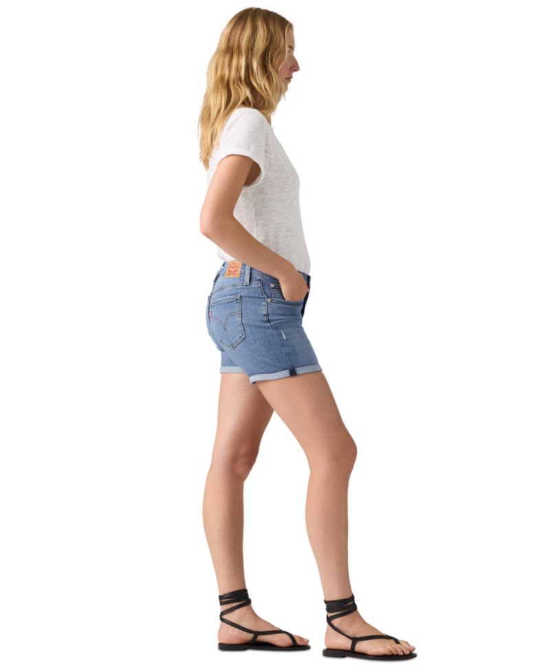 Trendy Plus Size Mid-Length Stretch Denim Shorts