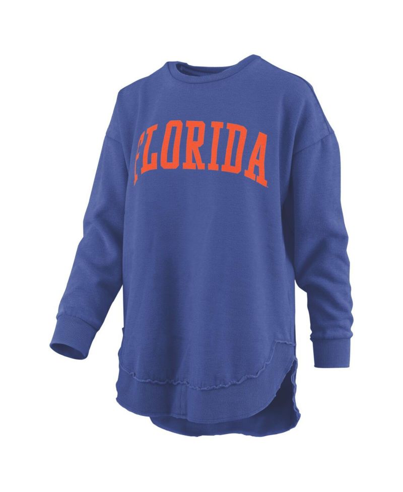 Women's Royal Florida Gators Melange Poncho Vintage Fleece Long Sleeve Pullover Sweatshirt