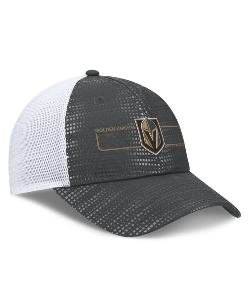 Men's Charcoal Vegas Golden Knights Authentic Pro Rink Boxed Logo Trucker Hat