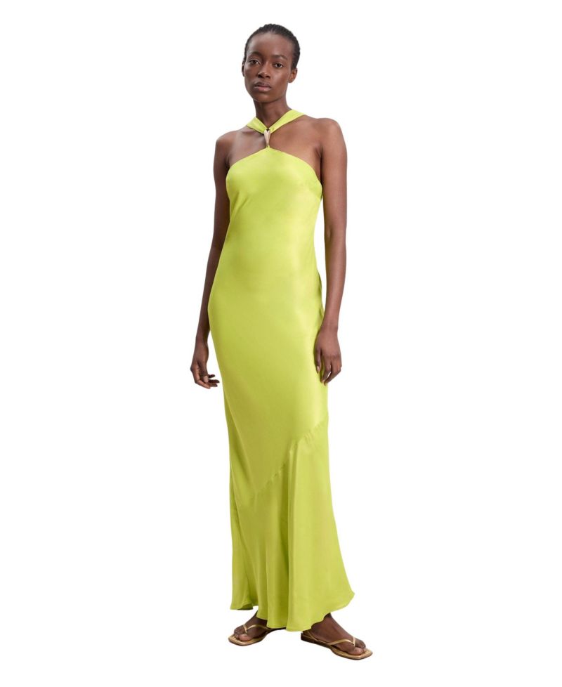 Women's Satin Halter Maxi Dress