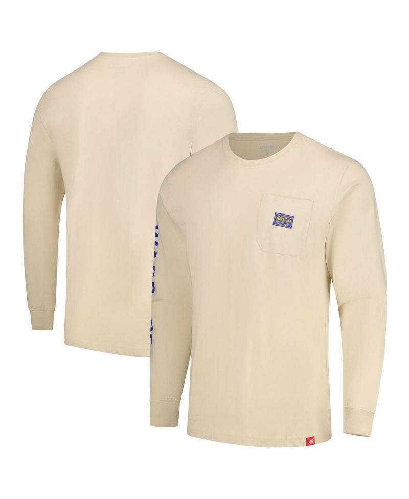 Men's and Women's Cream Golden State Warriors Wales Heavyweight Pocket Long Sleeve T-Shirt