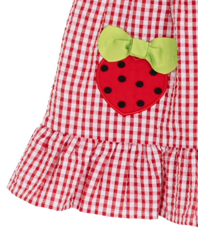 Baby Girls' Strawberry Appliques Dress and Bloomer, 2-Piece Set