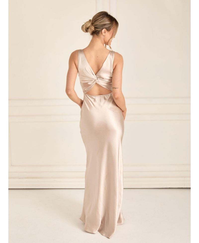 Women's Twist Back Satin Bridesmaid Dress