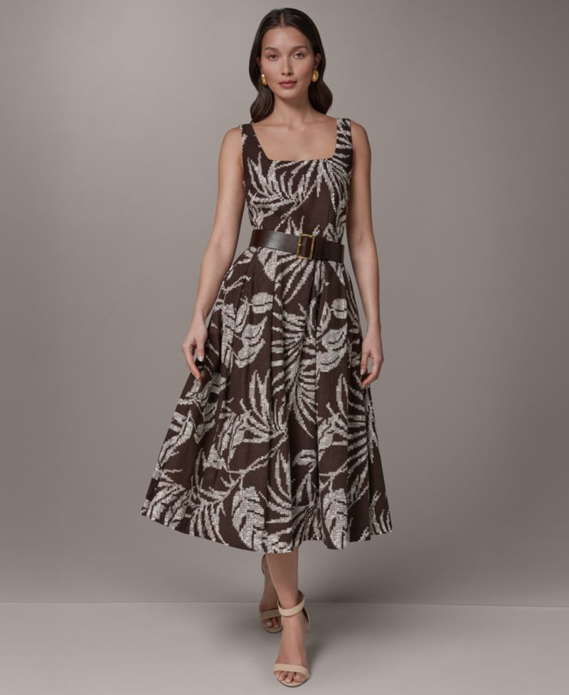 Women's Printed Square Neck Midi Dress